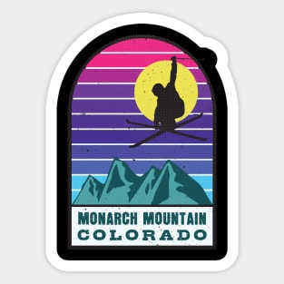 Ski Monarch Mountain Colorado Retro Sunset Sticker